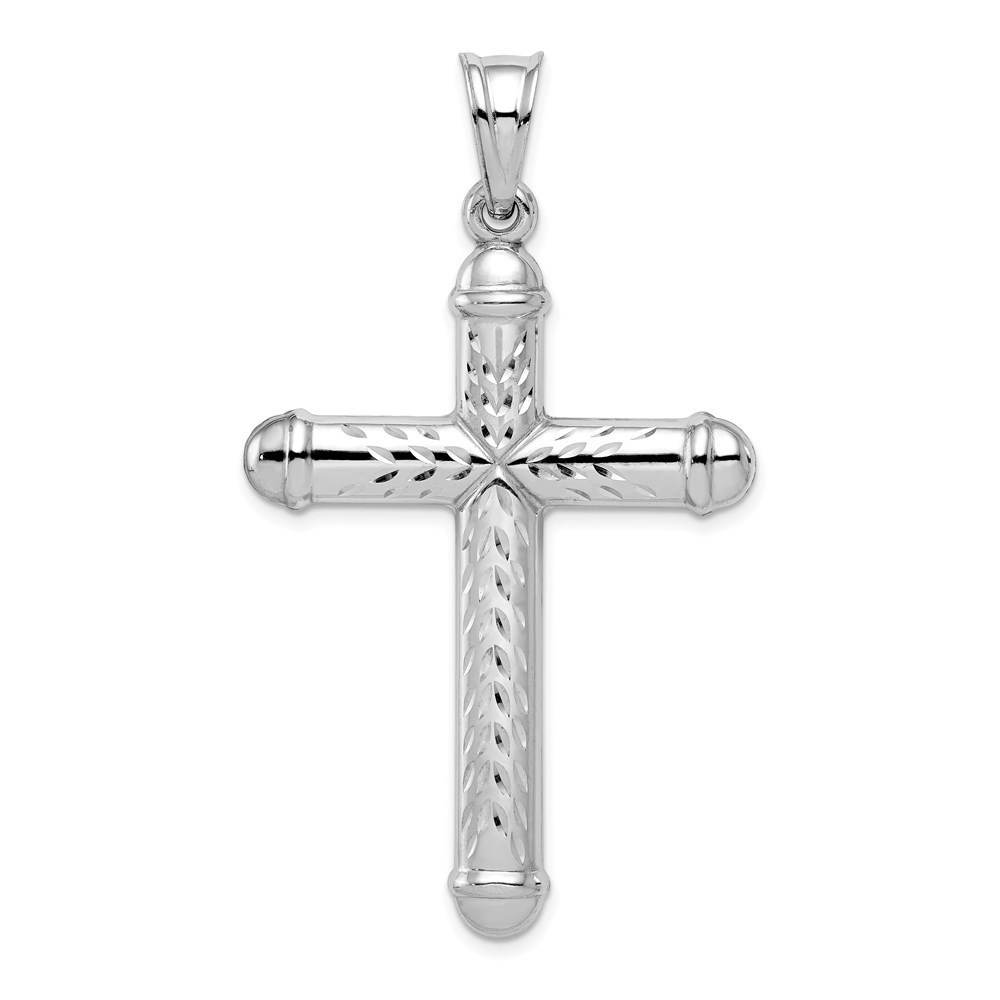 Sterling Silver Rhodium-Plated Diamond -Cut Reversible Cross Pendant 58$